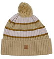 Hust and Claire Mütze m. Fleece - Fryba - Wolle - Sand m. Streif
