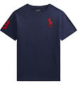 Polo Ralph Lauren Stuttermabolur - Fínpússað Dökkblátt M. Rautt