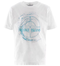 T-Shirt Stone Island - Blanc av. Vert