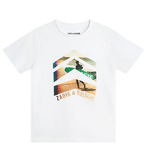 Zadig & Voltaire T-Shirt - Toby - Wit m. Surfer