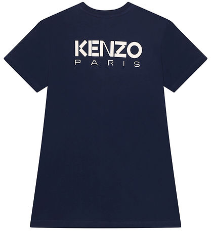 Kenzo Kleid - Navy/Rot m. Blume