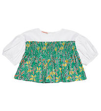 Marni Skjortblus - Vit/Grön m. Blommor