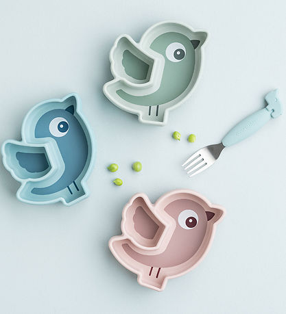 Done by Deer The snack plate - Stick & Stay - Birdee - Blue