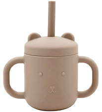 Petit Monkey Cup w. Straws - Silicone - 175 cm - Taupe
