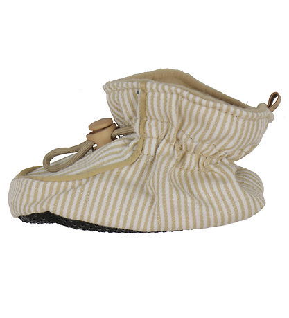 Melton Booties - Striped - Beige