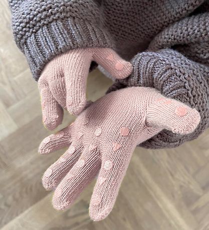 GoBabyGo Gloves - Knitted - Soft Pink w. Dapper