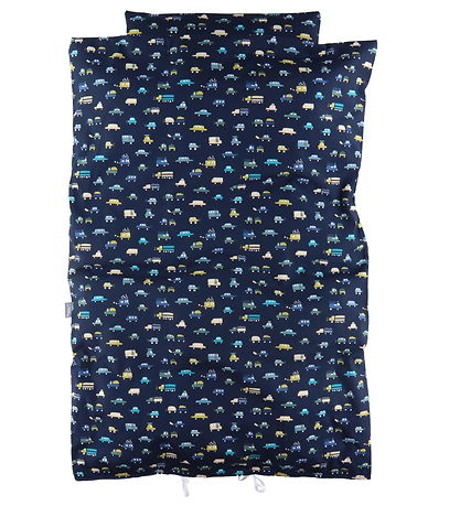 Nørgaard Madsens Beddengoed - Baby - Navy m. Auto's