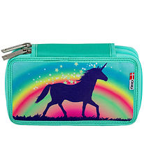 Jeva Pencil Case w. Contents - Twozip - Rainbow Unicorn Candy