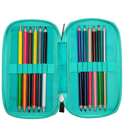 Jeva Pencil Case w. Contents - Twozip - Rainbow Unicorn Candy