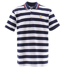 Versace Polo - Dökkblátt/Hvít - röndótt M. Texti