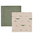 OYOY Hydrofiele Doek - 70x70 cm - Krokodil - 2-pack - Beige/Oliv