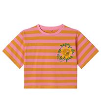 Stella McCartney Kids Stuttermabolur - Bleikt/Appelsínu röndótt 