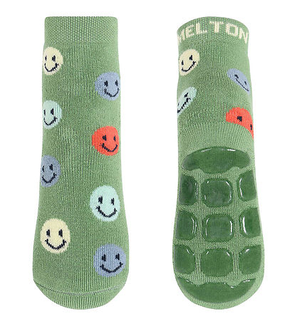Melton Socks w. Anti-Slip - Let's Go - Watercress