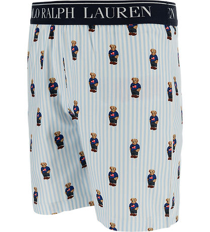 Polo Ralph Lauren Pyjama Set - White/Blue Striped w. Soft Toy