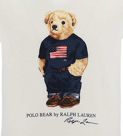 Polo Ralph Lauren Pyjama Set - White/Blue Striped w. Soft Toy