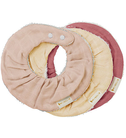 Fabelab Bibs - Ruffle - 3-Pack - Dusty Rose Mix