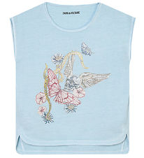 Zadig & Voltaire T-Shirt - Angel - Lichtblauw m. Bloemen/Similis