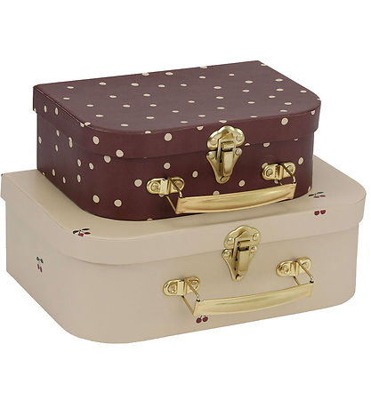 Konges Sløjd Cardboard Suitcase - 2-Pack - Cherry/Dot