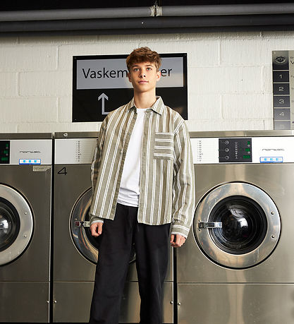 Hound Shirt - Striped - White/Dusty Green