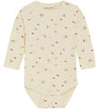 Minymo Bodysuit l/s - Viscose - Strawberry Ice w. Strawberry