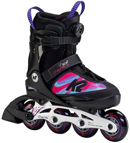 K2 Hjólaskautar - Charm Boa Alu - Svart/Rose/Blátt - Inline
