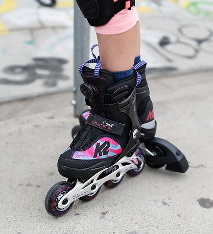 K2 Hjólaskautar - Charm Boa Alu - Svart/Rose/Blátt - Inline