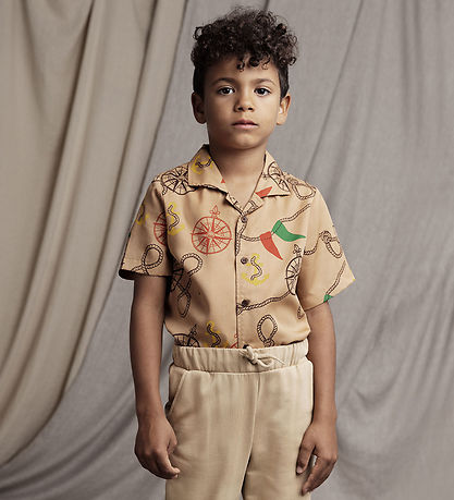 Mini Rodini Hemd - Nautisches Aop - Beige