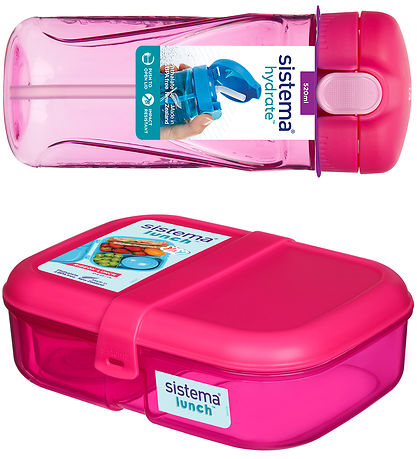Sistema Lunchbox w. Water Bottle + Cooler Bag - Pink/Purple