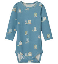 Name It Bodysuit L/æ - NbmHing - Provincial Blue w. Print