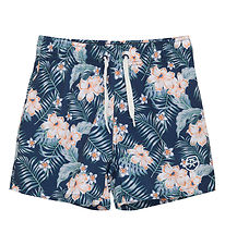 Color Kids Badeshorts - Deep Sea m. Palmblätter