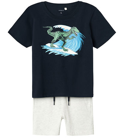Name It Shorts Set - NmmJunik - Dark Sapphire w. Dinosaurs