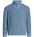 Calvin Klein Blouse - Knitted - Rib - Half-Zip Mono - Faded Deni