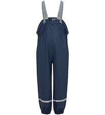 Color Kids Rain Pants w. Fleece/Suspenders - PU - Dress Blues