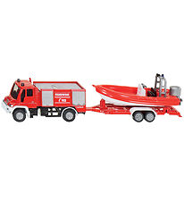 Siku Fire Engine w. Boat - 1:87 - Unimog Fire Engine With Boat