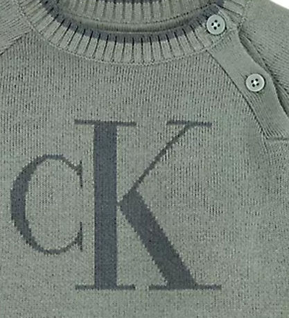 Calvin Klein Blouse - Knitted - Fluffy Monogram Logo - Meteor Gr
