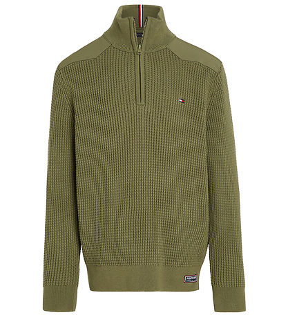 Tommy Hilfiger Blouse - Knitted - Utility Half Zip - Utility Oli