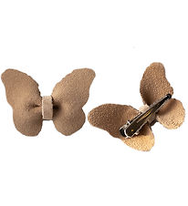 Petit La Busch Bow Hair Clips - Bow Tie - 2-Pack - 6x4 cm - Sand