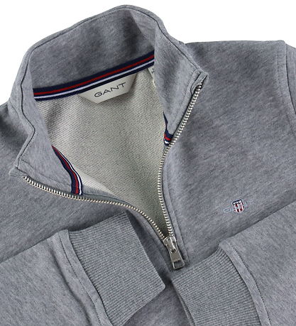 GANT Sweatshirt - Shield Half Zip - Charcoal Melange