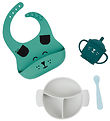 Babymoov Dinner Set - 4 Parts - Learn'isy - Green w. Print