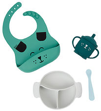 Babymoov Dinner Set - 4 Parts - Learn'isy - Green w. Print