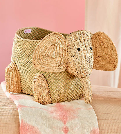 Rice Storage Basket - Raffia/Seaweed - Large Elephant - Natural