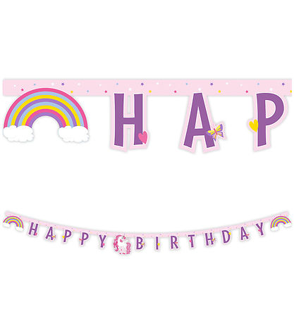Decorata Party Happy Syntymäpäivä Banner - Unicorn Rainbow Värit