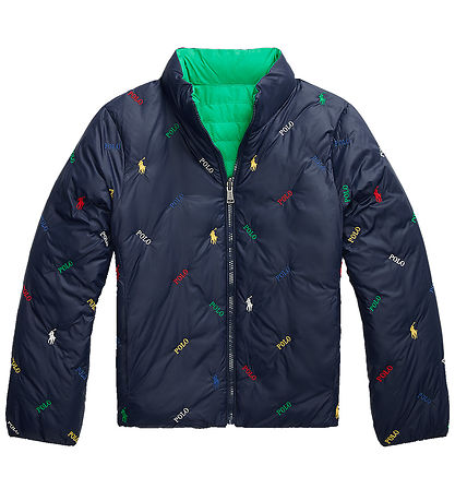 Polo Ralph Lauren Puffer Jacket - Reversible - Green/Navy w. Log
