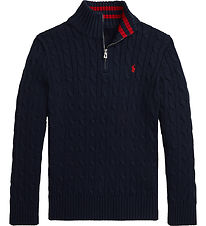 Polo Ralph Lauren Bluse m. Lynlås - Strik - Navy