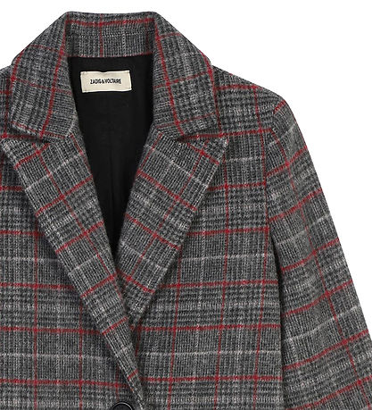 Zadig & Voltaire Jacket - Acrylic/Wool - Grey Check w. Red