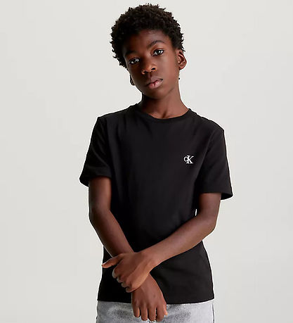 Calvin Klein Stuttermabolur - 2 Pakki - Einlitamerki - Hvítt/Sva