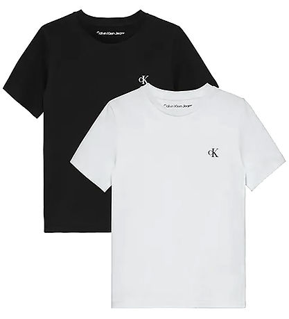 Calvin Klein Stuttermabolur - 2 Pakki - Einlitamerki - Hvítt/Sva