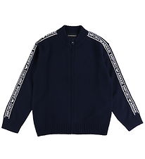 Emporio Armani Cardigan - Akryl/Uld - Navy m. Logostriber