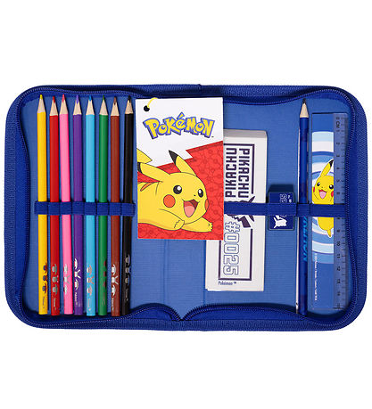 Pokémon Etui m. Inhoud - Blauw/Geel m. Pikachu