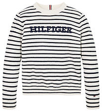 Tommy Hilfiger Bluse - Strick - Monotype - White Base/Blue Strip